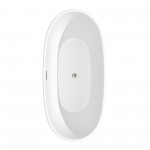 67 Inch Freestanding Bathtub in White, Floor Mounted Faucet, Drain, Trim in Nickel