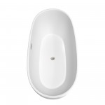 71 Inch Freestanding Bathtub in White, Floor Mounted Faucet, Drain, Trim in Nickel