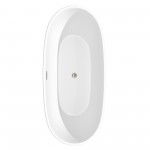 71 Inch Freestanding Bathtub in White, Floor Mounted Faucet, Drain, Trim in Nickel