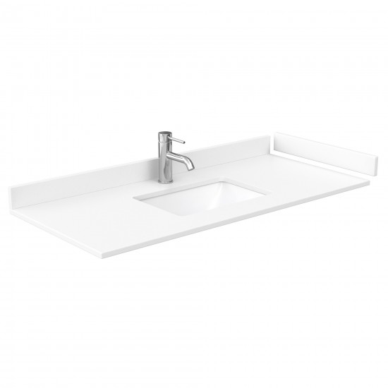 48 Inch Single Bathroom Vanity in Dark Blue, White Cultured Marble Countertop, Sink, 46 Inch Mirror