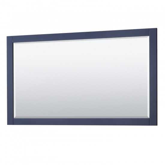 60 Inch Single Bathroom Vanity in Dark Blue, White Cultured Marble Countertop, Sink, 58 Inch Mirror
