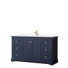 60 Inch Single Bathroom Vanity in Dark Blue, White Cultured Marble Countertop, Sink, No Mirror