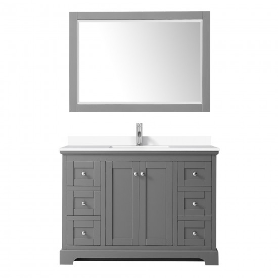 48 Inch Single Bathroom Vanity in Dark Gray, White Cultured Marble Countertop, Sink, 46 Inch Mirror