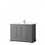 48 Inch Single Bathroom Vanity in Dark Gray, White Cultured Marble Countertop, Sink, No Mirror