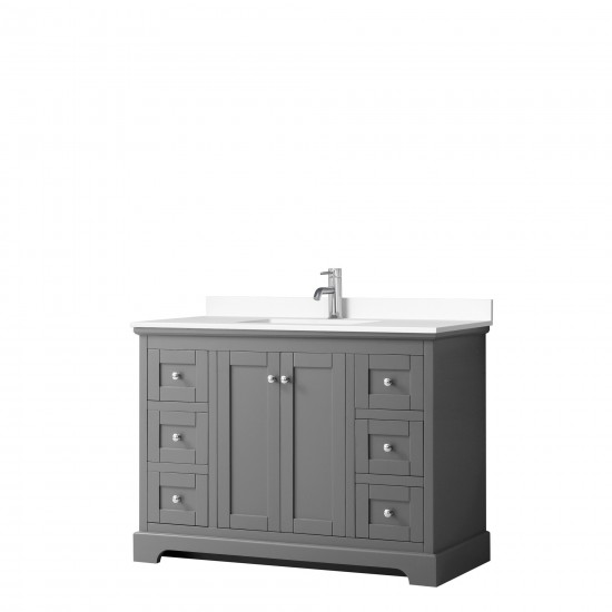 48 Inch Single Bathroom Vanity in Dark Gray, White Cultured Marble Countertop, Sink, No Mirror