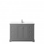 48 Inch Single Bathroom Vanity in Dark Gray, White Cultured Marble Countertop, Sink, No Mirror