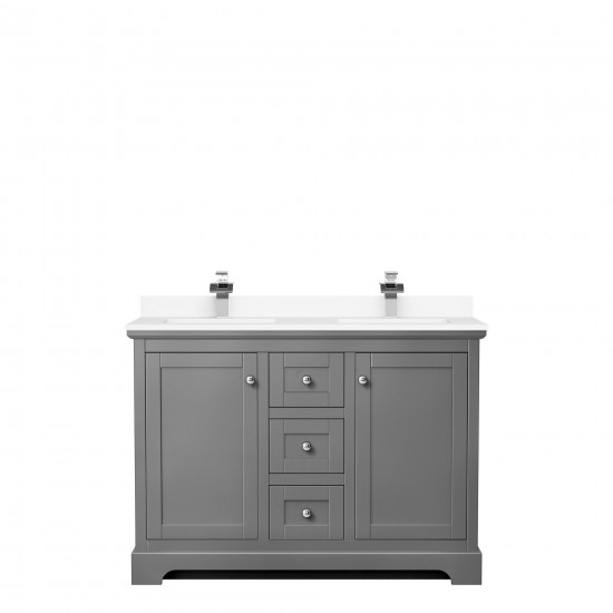 48 Inch Double Bathroom Vanity in Dark Gray, White Cultured Marble Countertop, Sinks, No Mirror