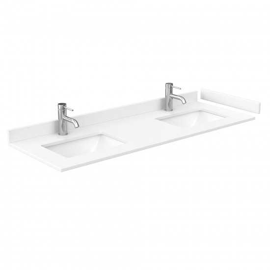 60 Inch Double Bathroom Vanity in White, White Cultured Marble Countertop, Sinks, No Mirror