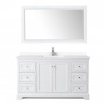 60 Inch Single Bathroom Vanity in White, White Cultured Marble Countertop, Sink, 58 Inch Mirror