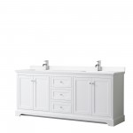 80 Inch Double Bathroom Vanity in White, White Cultured Marble Countertop, Sinks, No Mirror