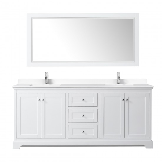 80 Inch Double Bathroom Vanity in White, White Cultured Marble Countertop, Sinks, No Mirror