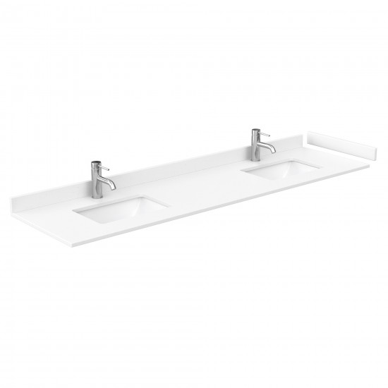 80 Inch Double Bathroom Vanity in White, White Cultured Marble Countertop, Sinks, No Mirror