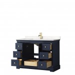 48 Inch Single Bathroom Vanity in Dark Blue, Light-Vein Carrara Cultured Marble Countertop, Sink, No Mirror