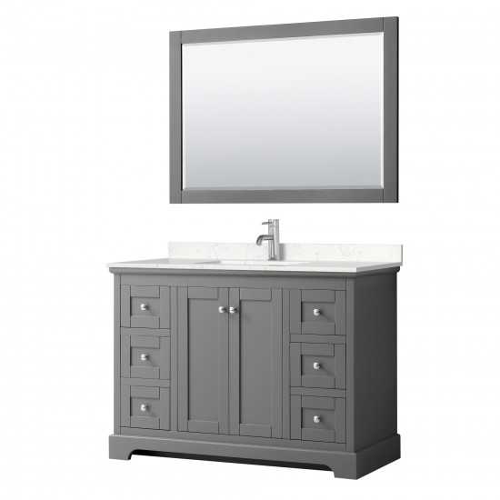 48 Inch Single Bathroom Vanity in Dark Gray, Light-Vein Carrara Cultured Marble Countertop, Sink, 46 Inch Mirror