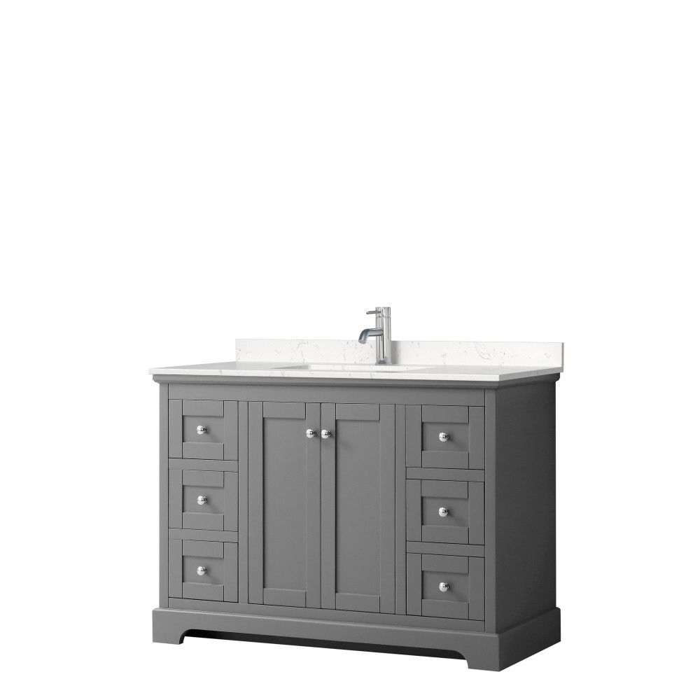 48 Inch Single Bathroom Vanity in Dark Gray, Light-Vein Carrara Cultured Marble Countertop, Sink, No Mirror