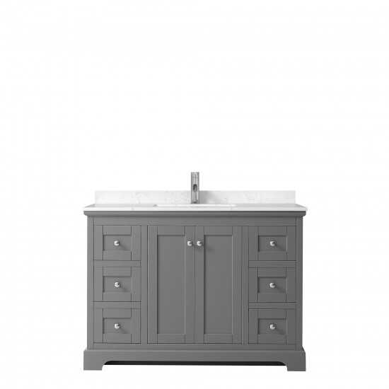 48 Inch Single Bathroom Vanity in Dark Gray, Light-Vein Carrara Cultured Marble Countertop, Sink, No Mirror