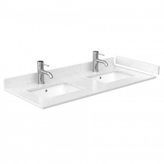 48 Inch Double Bathroom Vanity in Dark Gray, Light-Vein Carrara Cultured Marble Countertop, Sinks, 46 Inch Mirror