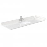 60 Inch Single Bathroom Vanity in White, Light-Vein Carrara Cultured Marble Countertop, Sink, 58 Inch Mirror