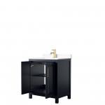 30 Inch Single Bathroom Vanity in Dark Blue, White Cultured Marble Countertop, Sink, No Mirror