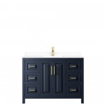 48 Inch Single Bathroom Vanity in Dark Blue, White Cultured Marble Countertop, Sink, No Mirror