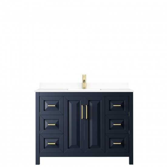 48 Inch Single Bathroom Vanity in Dark Blue, White Cultured Marble Countertop, Sink, No Mirror