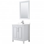 30 Inch Single Bathroom Vanity in White, White Cultured Marble Countertop, Sink, 24 Inch Mirror