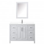 48 Inch Single Bathroom Vanity in White, White Cultured Marble Countertop, Sink, Medicine Cabinet