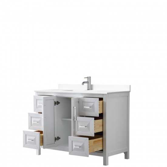 48 Inch Single Bathroom Vanity in White, White Cultured Marble Countertop, Sink, No Mirror