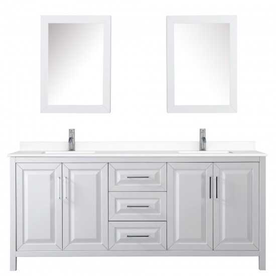 80 Inch Double Bathroom Vanity in White, White Cultured Marble Countertop, Sinks, Medicine Cabinets