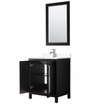 30 Inch Single Bathroom Vanity in Dark Espresso, White Cultured Marble Countertop, Sink, 24 Inch Mirror