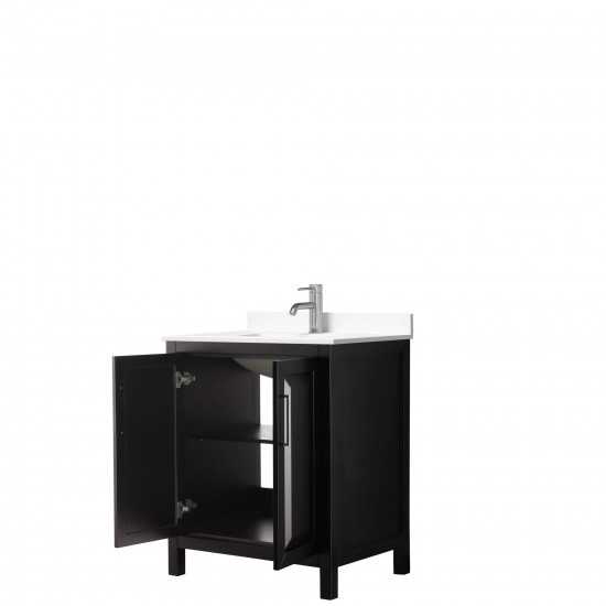 30 Inch Single Bathroom Vanity in Dark Espresso, White Cultured Marble Countertop, Sink, No Mirror