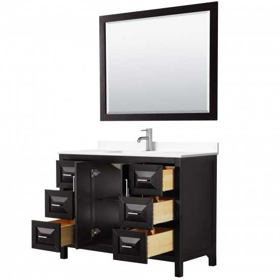 48 Inch Single Bathroom Vanity in Dark Espresso, White Cultured Marble Countertop, Sink, 46 Inch Mirror