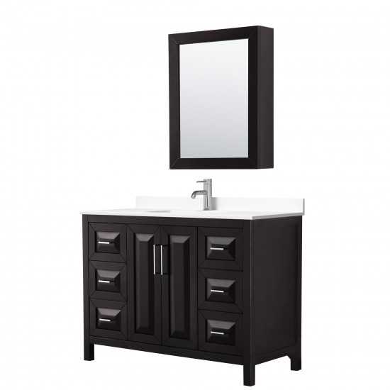 48 Inch Single Bathroom Vanity in Dark Espresso, White Cultured Marble Countertop, Sink, Medicine Cabinet