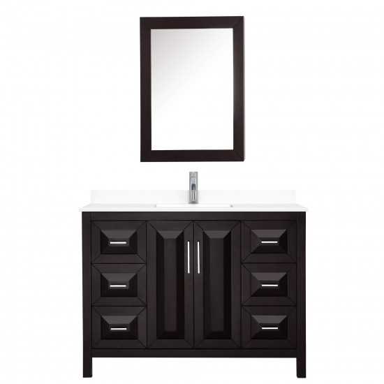 48 Inch Single Bathroom Vanity in Dark Espresso, White Cultured Marble Countertop, Sink, Medicine Cabinet