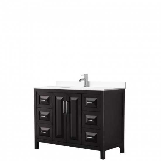 48 Inch Single Bathroom Vanity in Dark Espresso, White Cultured Marble Countertop, Sink, No Mirror