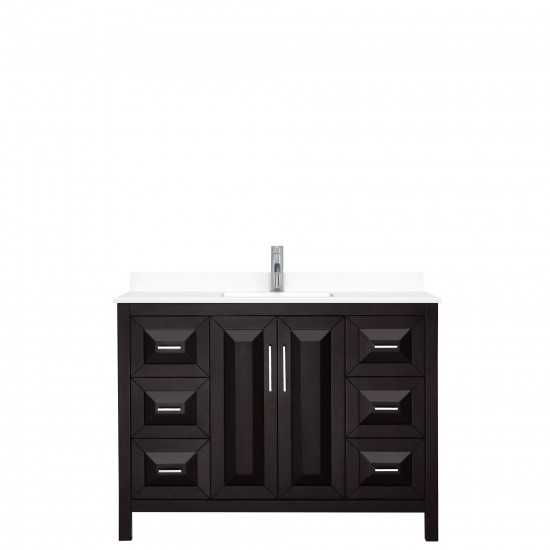 48 Inch Single Bathroom Vanity in Dark Espresso, White Cultured Marble Countertop, Sink, No Mirror