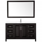 60 Inch Single Bathroom Vanity in Dark Espresso, White Cultured Marble Countertop, Sink, 58 Inch Mirror