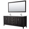 80 Inch Double Bathroom Vanity in Dark Espresso, White Cultured Marble Countertop, Sinks, 70 Inch Mirror