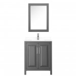 30 Inch Single Bathroom Vanity in Dark Gray, White Cultured Marble Countertop, Sink, Medicine Cabinet