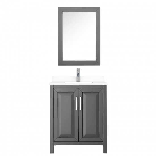 30 Inch Single Bathroom Vanity in Dark Gray, White Cultured Marble Countertop, Sink, Medicine Cabinet