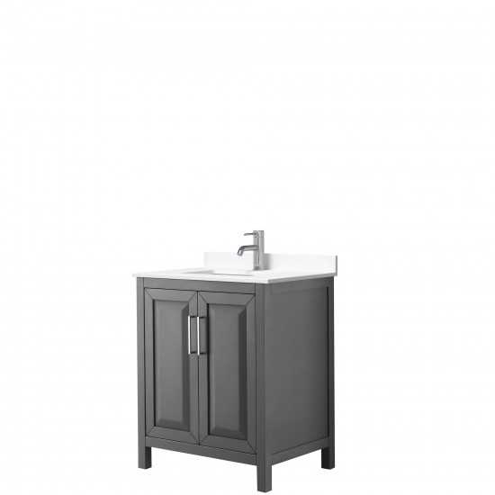 30 Inch Single Bathroom Vanity in Dark Gray, White Cultured Marble Countertop, Sink, No Mirror