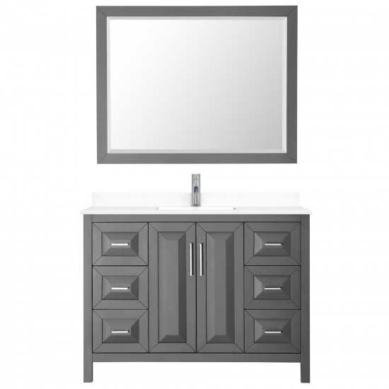 48 Inch Single Bathroom Vanity in Dark Gray, White Cultured Marble Countertop, Sink, 46 Inch Mirror