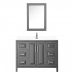 48 Inch Single Bathroom Vanity in Dark Gray, White Cultured Marble Countertop, Sink, Medicine Cabinet