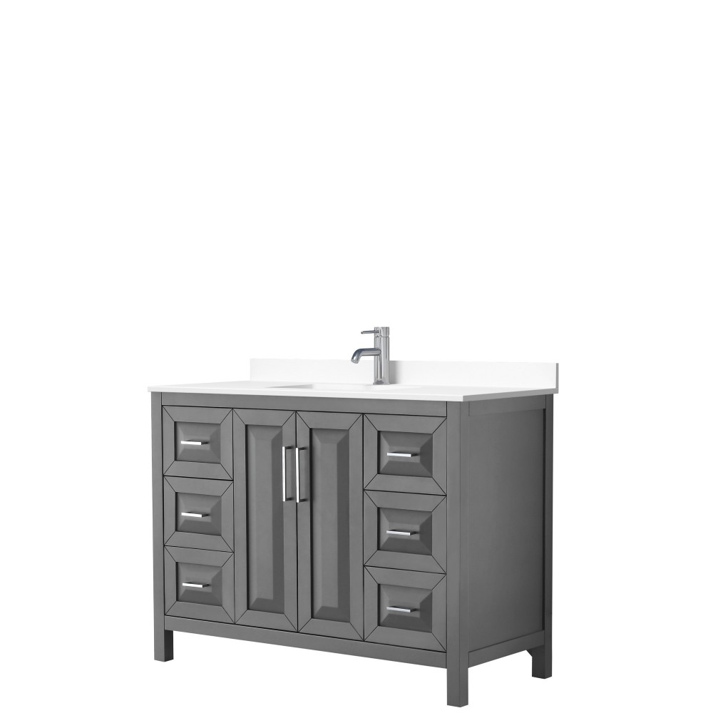 48 Inch Single Bathroom Vanity in Dark Gray, White Cultured Marble Countertop, Sink, No Mirror