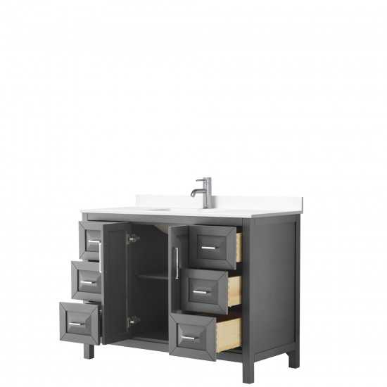 48 Inch Single Bathroom Vanity in Dark Gray, White Cultured Marble Countertop, Sink, No Mirror