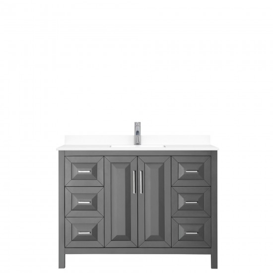 48 Inch Single Bathroom Vanity in Dark Gray, White Cultured Marble Countertop, Sink, No Mirror