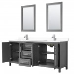 80 Inch Double Bathroom Vanity in Dark Gray, White Cultured Marble Countertop, Sinks, 24 Inch Mirrors