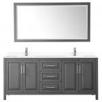 80 Inch Double Bathroom Vanity in Dark Gray, White Cultured Marble Countertop, Sinks, 70 Inch Mirror