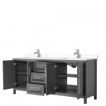 80 Inch Double Bathroom Vanity in Dark Gray, White Cultured Marble Countertop, Sinks, No Mirror