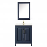 30 Inch Single Bathroom Vanity in Dark Blue, Light-Vein Carrara Cultured Marble Countertop, Sink, Medicine Cabinet